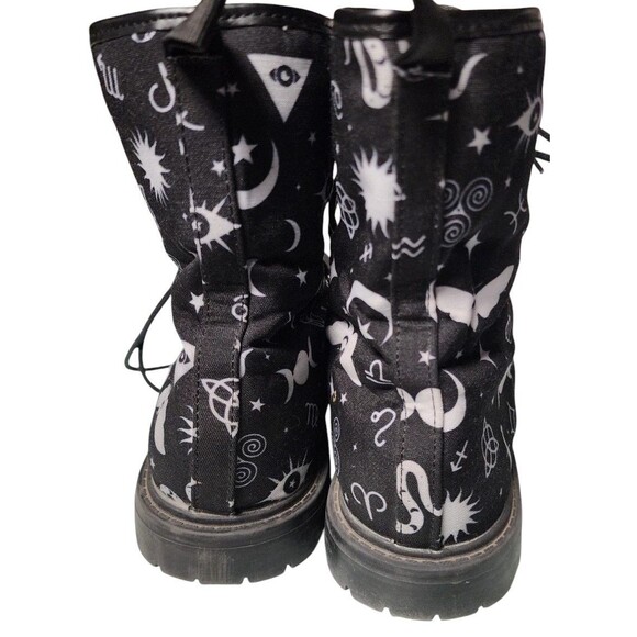 Hot Topic Celestial Ouija Board Magical Combat Boots Size 9 Occult Cloth - Picture 3 of 7
